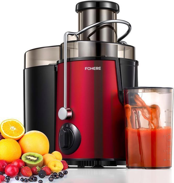 Spremiagrumi centrifugo da 400 W con 3 velocità, per frutta e verdura, con beccuccio antigoccia e ampia apertura di alimentazione.