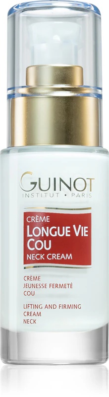 Guinot Longue Vie izlīdzinošs un savelkošs krēms, kas izlīdzina ādas toni uz kakla un dekoltē zonas.