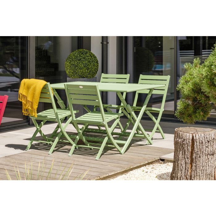 Aluminium tuinset voor 4 personen - Lagunegroen
