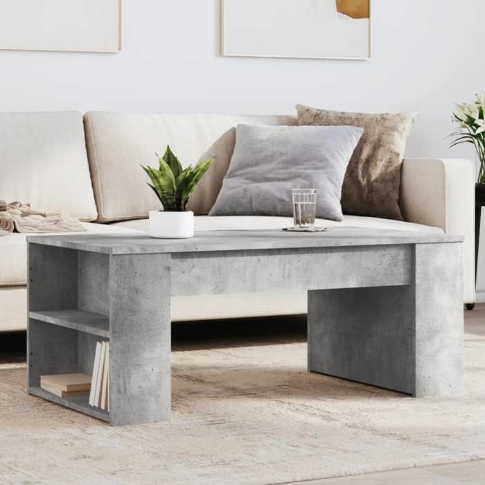 Tavolino da caffè vidaXL, grigio cemento, 102x55x42 cm, legno composito, tavolino laterale, tavolino da soggiorno, tavolino d'appoggio, 831856