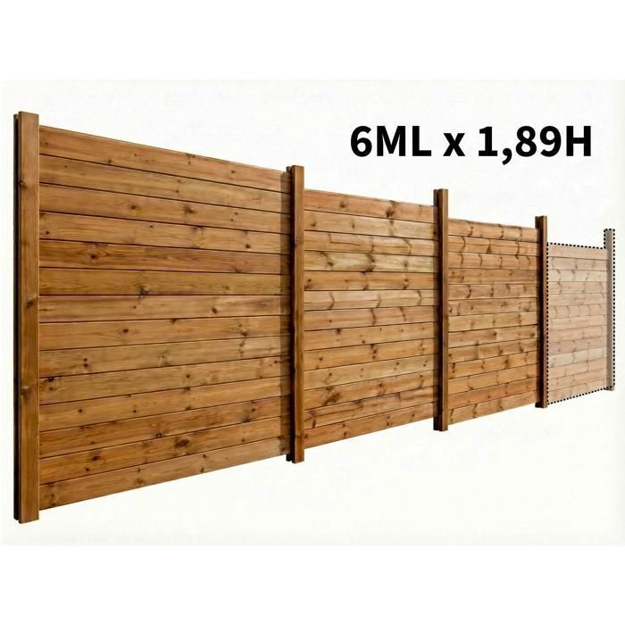 Houten schuttingbouwpakket, 6,00 strekkende meter, 1,89 m hoog, in elkaar grijpende latten, klasse 4