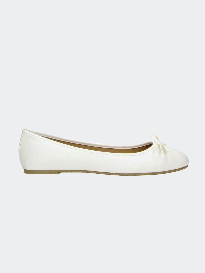 Ballerina's met strik met patroon - WIT