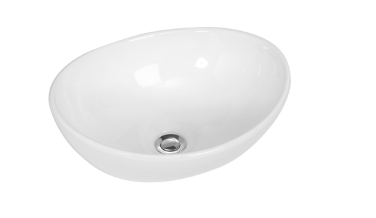 Umywalka Nablatowa Ceramiczna Owalna Biała Sun