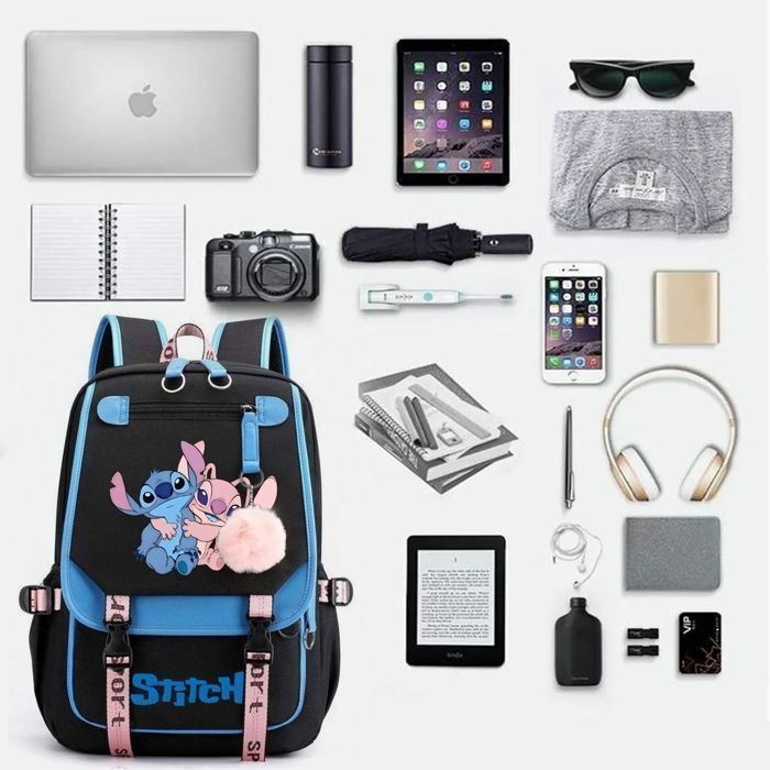Mochila KENLUMO Stitch para niños - Set de 3 piezas (mochila, bandolera y estuche) - Mochila escolar