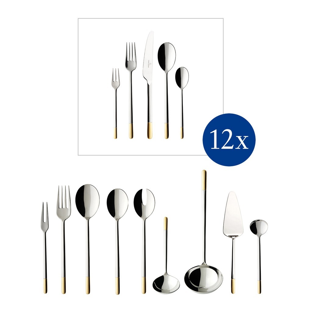 Villeroy & Boch galda piederumu komplekts, galda piederumu kaste, 70 daļas, Ella, daļēji apzeltīts – 1 daļa