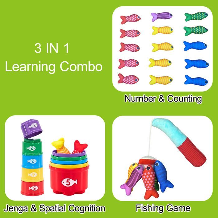 Juguete para bebés de 1 año, juego de pesca Montessori para niños, juguete para niña o niño de 6 meses, regalo para bebé