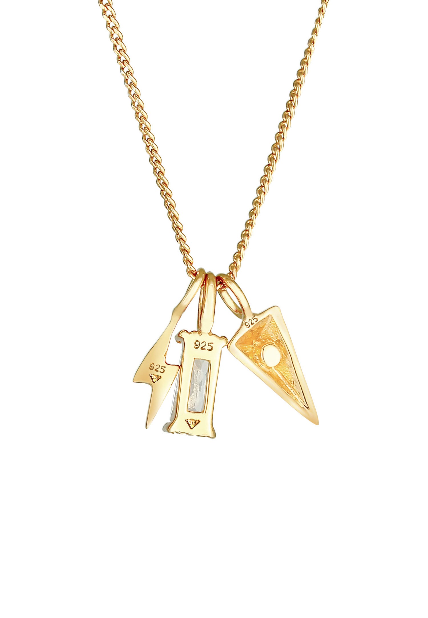 Elli Pendentif femme rectangle flèche de foudre avec cristaux de zircone cubique en argent sterling 925