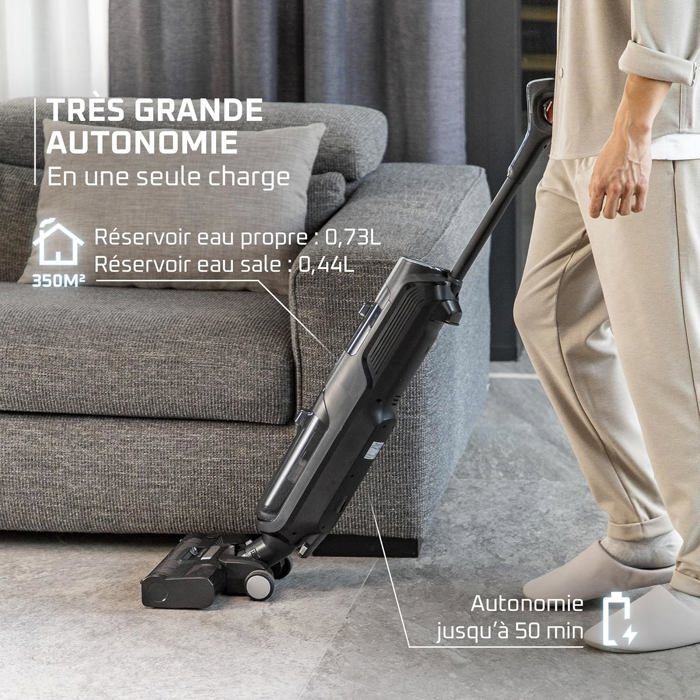 Aspirateur balai laveur sans fil - SVATV - Aspiration et lavage puissant - Autonomie 50 min