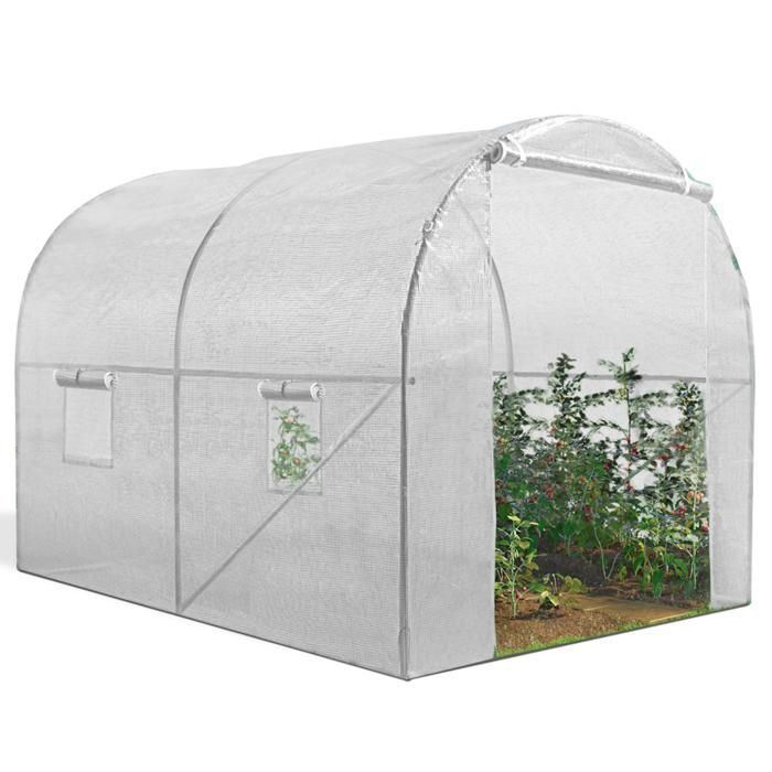 Invernadero tipo túnel IDMARKET ROMA 2x3M Blanco 6m² (Gama Market Garden)