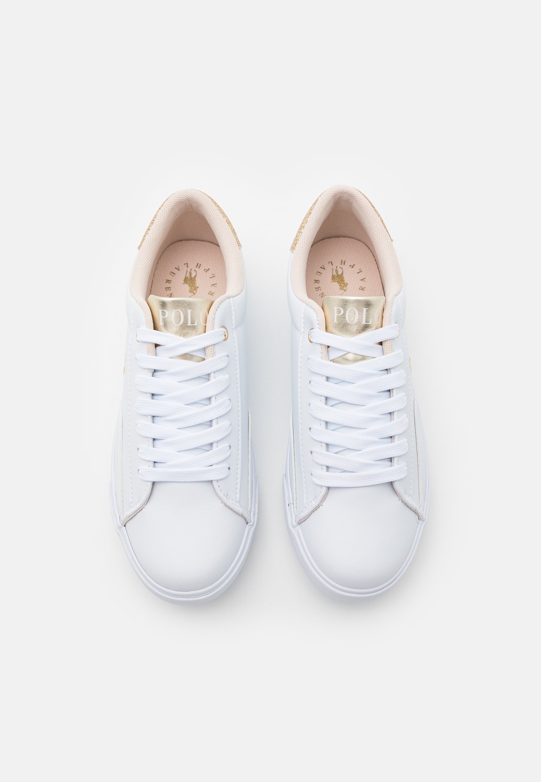Polo Ralph Lauren THERON - Sneakers - wit/goud metallic/goud glitter