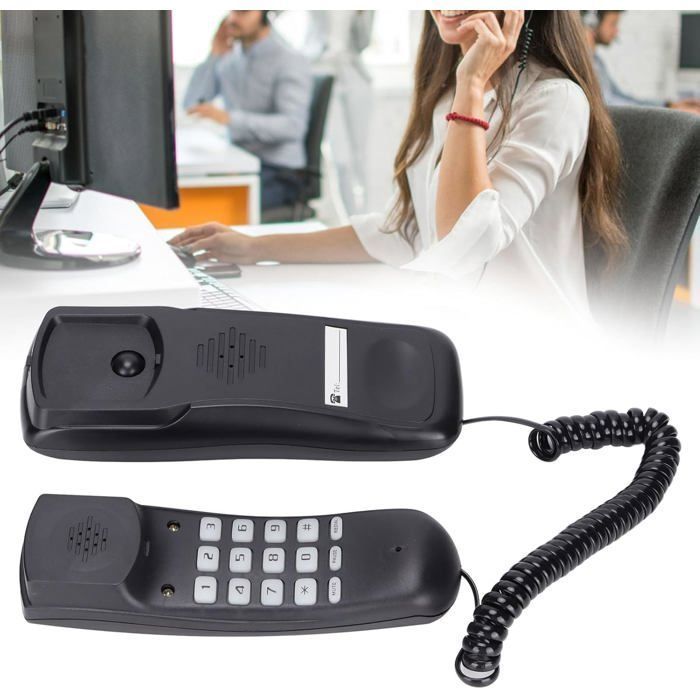 Telefone de parede com fio FEBEST - Chamadas em modo mãos-livres - Rediscagem do último número - Função Flash - Pausa