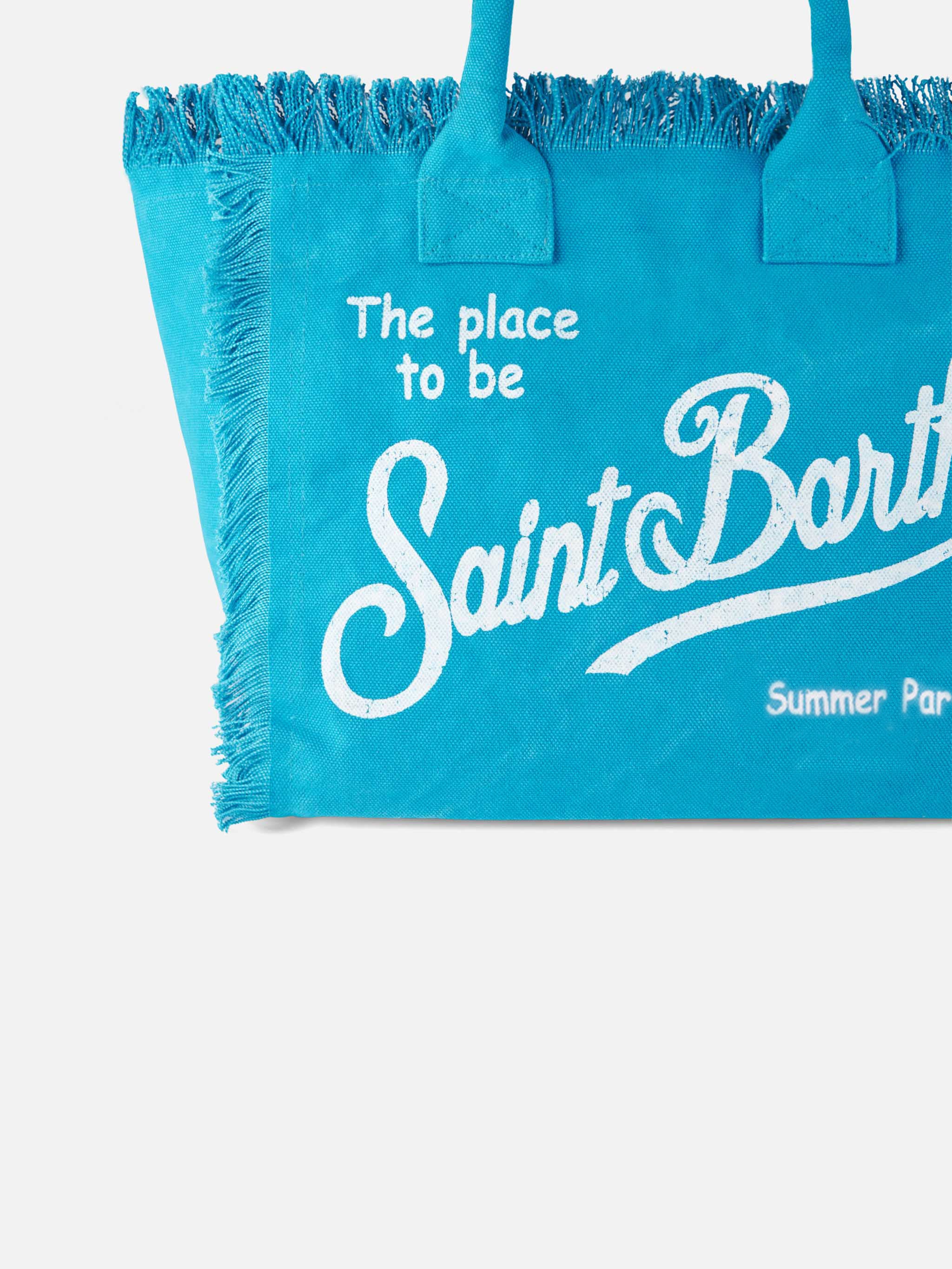Vanity Turquoise schoudertas met logo-opdruk en binnenvak met rits | MC2 Saint Barth