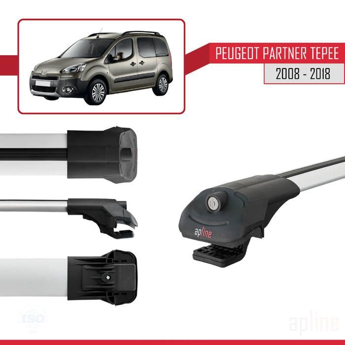 Compatibel met Peugeot Partner 2 Tepee 2008-2018 ACE-1 dakdragers/bagagedrager, grijs aluminium, 2 stangen