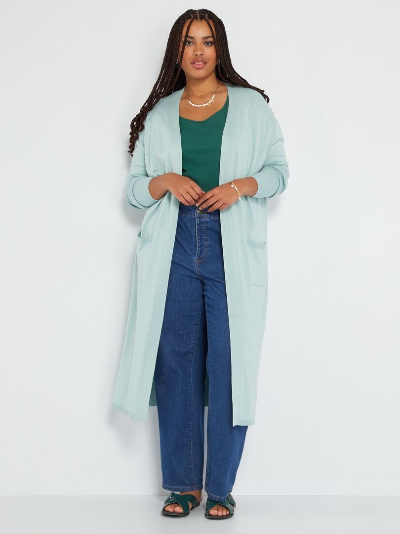 Lange gebreide cardigan - BLAUW