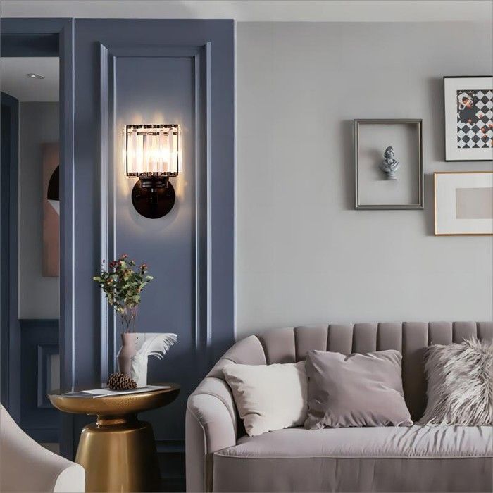Aplique de pared moderno de cristal WOTTES, lámpara de pared cuadrada de cristal negro de 15 cm, casquillo E27, 1 unidad para dormitorio, mesita de noche o pasillo.