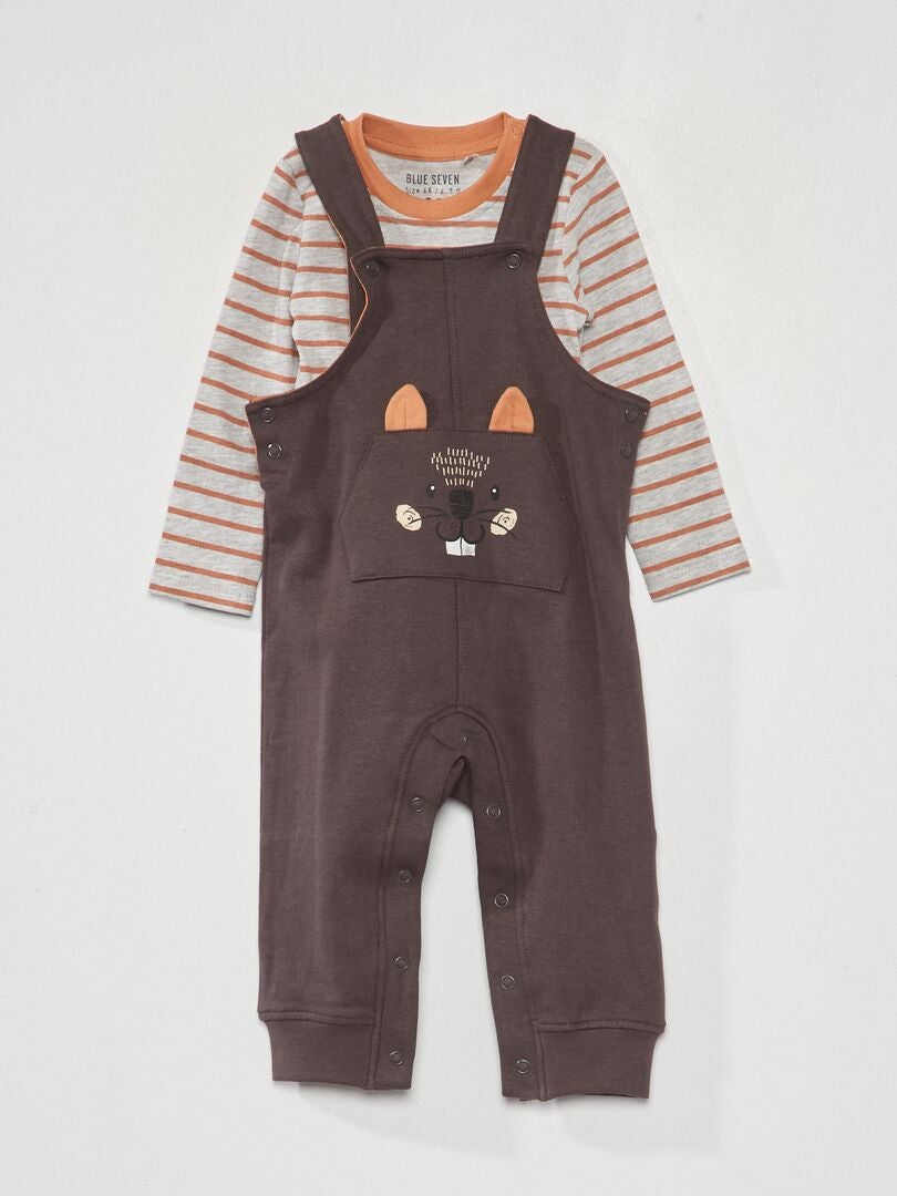 Conjunto de peto y body de 2 piezas - GRIS