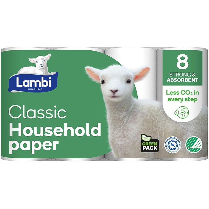 Lambi Tørretumblerrulle 8-pak hvid Lambi
