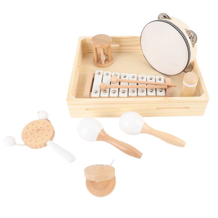 Vvikizy Instrument de musique pour enfants Instrument de musique en bois pour enfants, ensemble de jouets à jeux d'activite