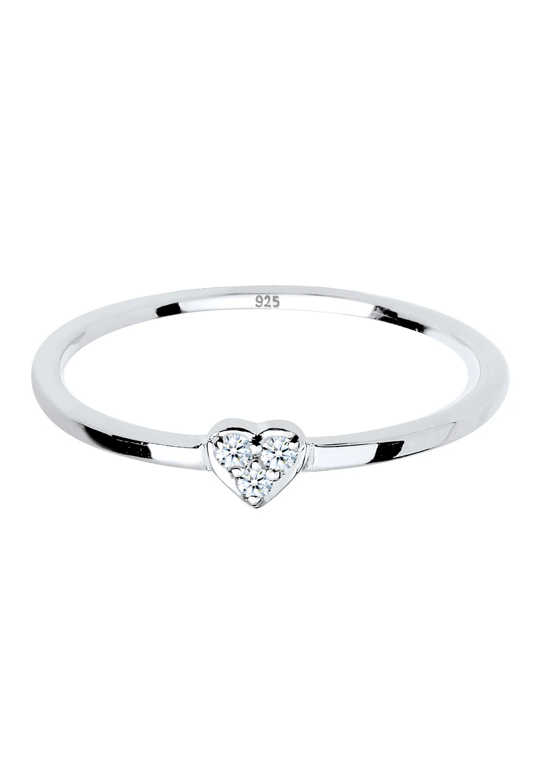 Elli DIAMONDS Femmes solitaire symbole cœur avec diamant (0.04 ct.) en argent sterling 925