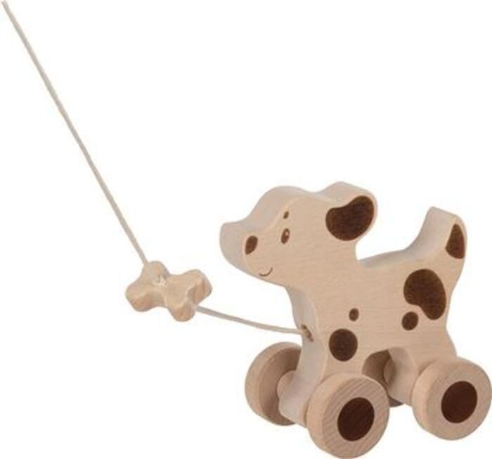 Pull-Along Animal - Dog - Natural Wood - Brown - For Children