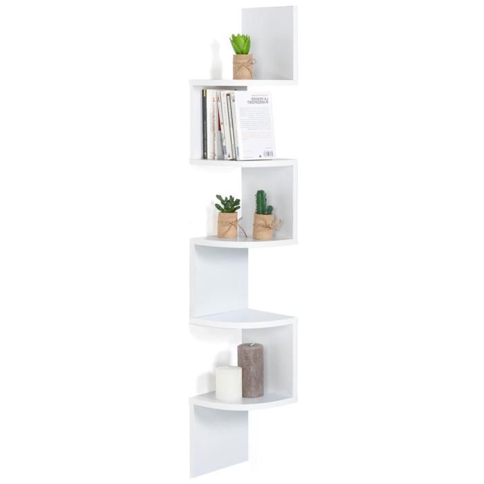 IDMARKET Etagère murale d'angle ISA 5 niveaux blanche