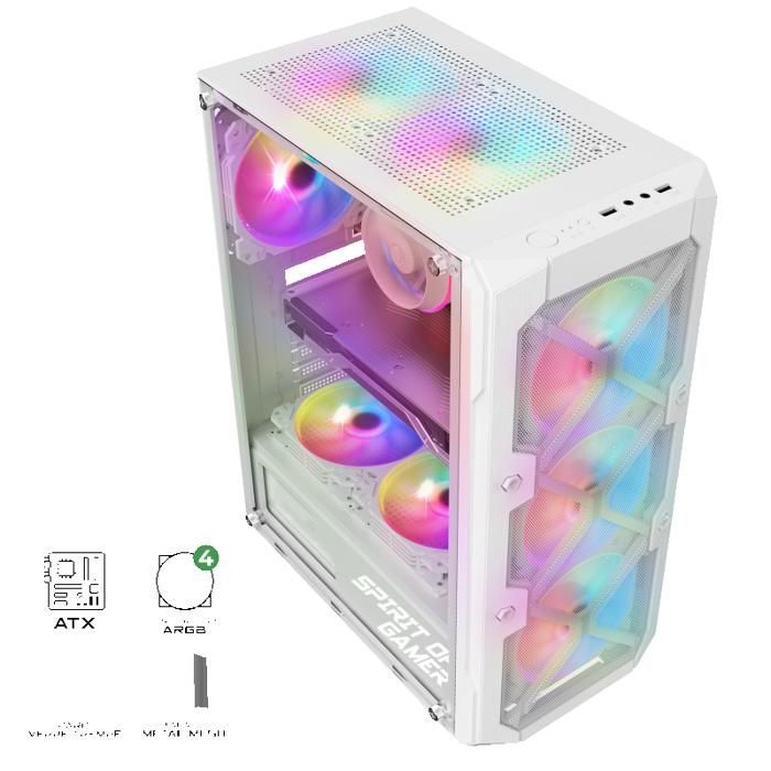 Boîtier PC Gamer - SPIRIT OF GAMER - REBEL XT - Compact - Compatible ATX - Couleur Blanc