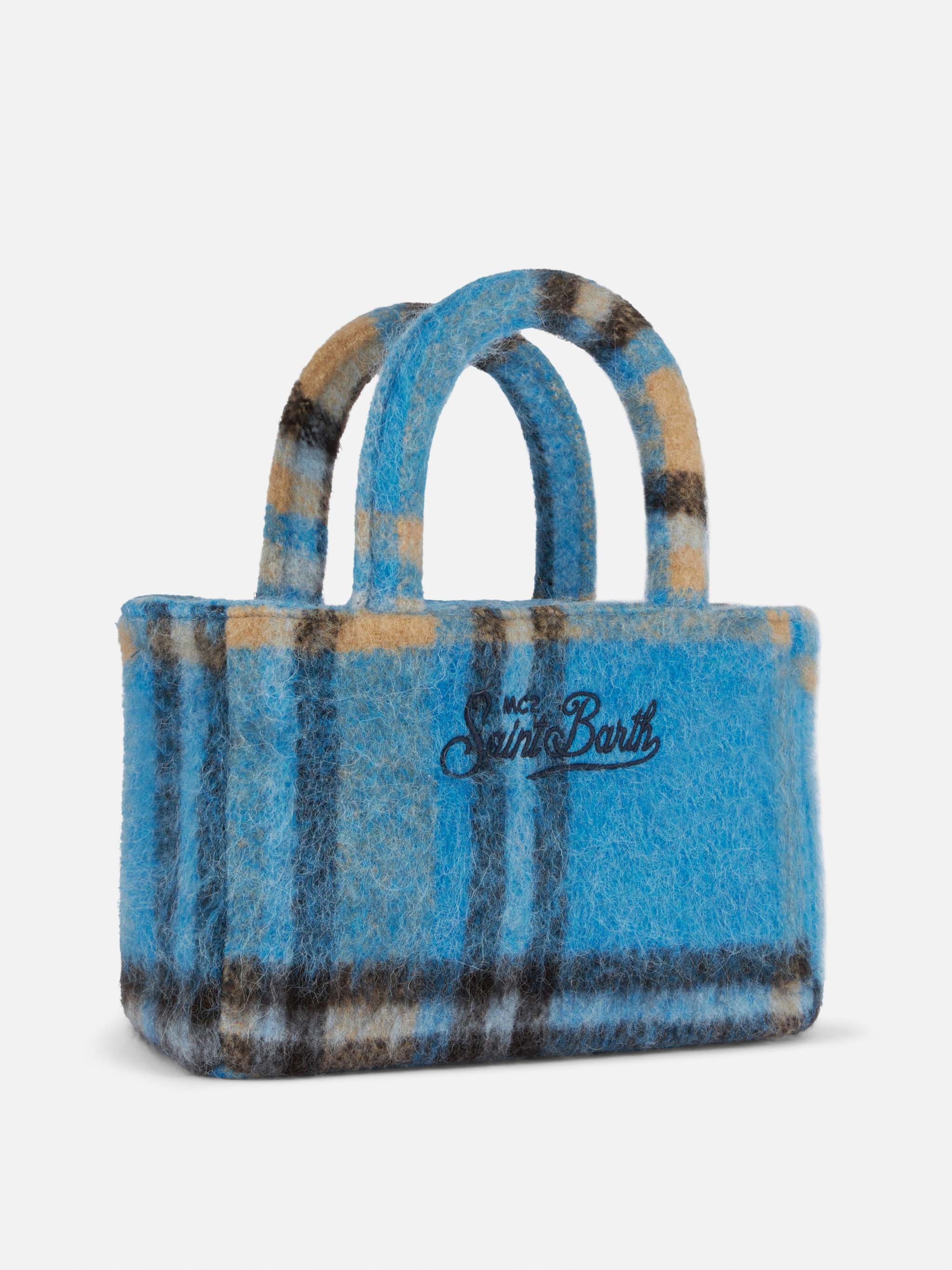Clarine tas van zachte wol met tartanpatroon