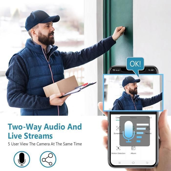 ANRAN Caméra Surveillance WiFi sans Fil Batterie Audio Bidirectionnel Vision Nocturne Colorée , Stockage Cloud indispensable