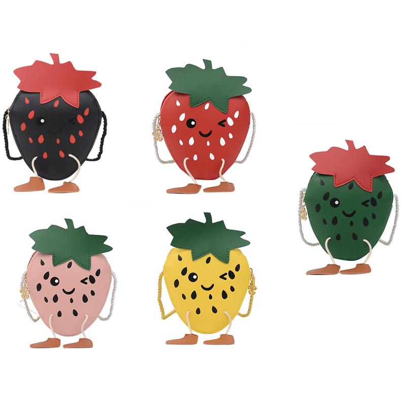 Sac bandoulière enfant tendance motif fraise, porte-monnaie, mini sac à bandoulière zippé