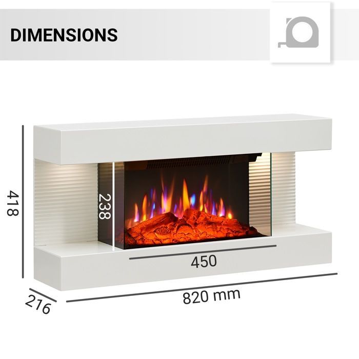 Cheminée électrique BALDERIA Ida – Cheminée murale - Blanc