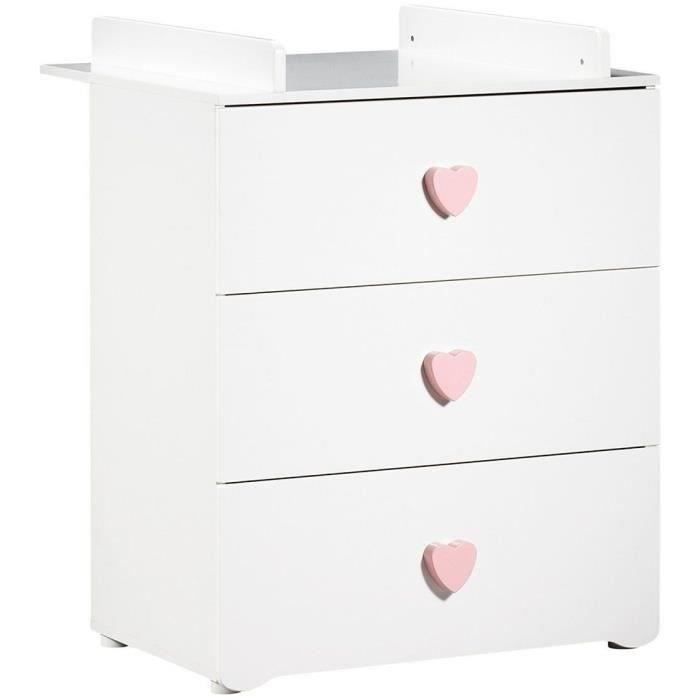 Habitación infantil Baby Price Basic Heart Duo: cuna de 120x60 cm, cambiador - Blanco