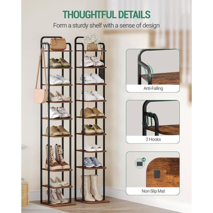 10-Tier Shoe Rack, Shoe Storage for Small Spaces, Adjustable Shoe Organizer, for Entryway