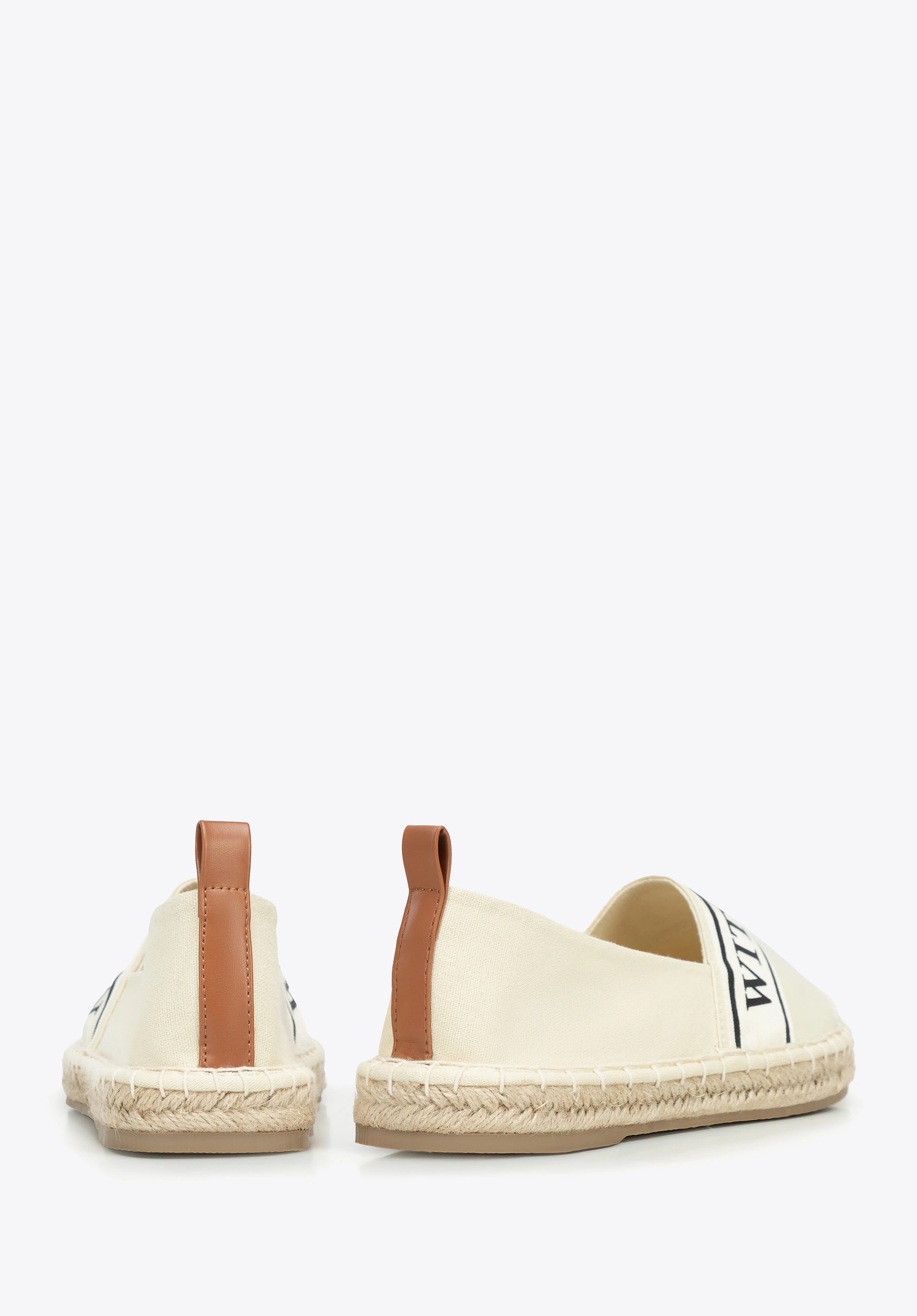 Damskie espadryle z lamówką z logo kremowe