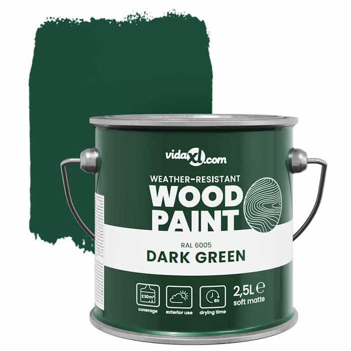 Peinture pour bois d'extérieur - vidaXL - Vert - 16,5 x 16,5 x 15,9 cm - Protection contre les intempéries