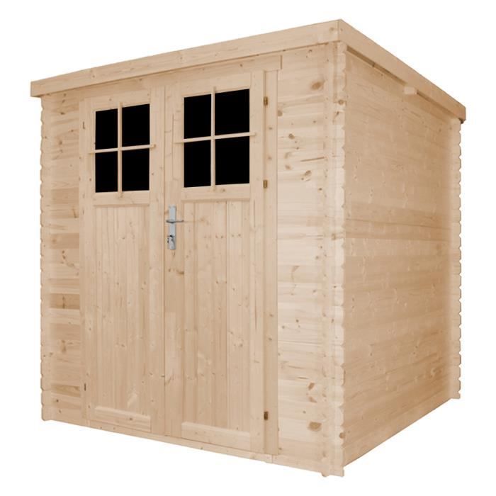 Caseta de jardín de madera de 3,53 m² - Timbela M309F - 204 x 204 x 200 cm - Puerta con cerradura de alta calidad