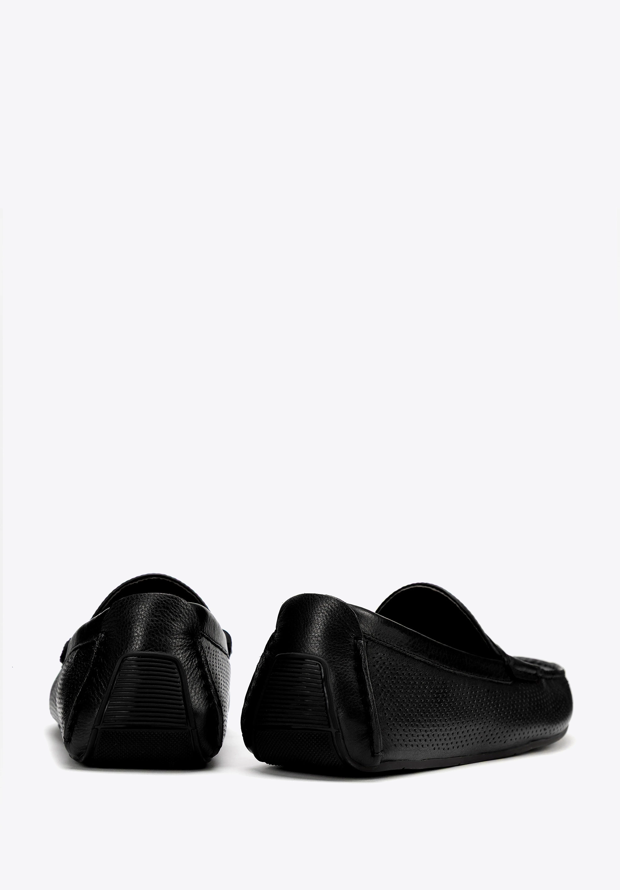 Męskie półbuty slip-on ze skóry czarne