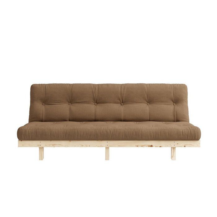 Sofá-cama futon conversível LEAN em pinho, cor mocha, área de dormir 130x190 cm.