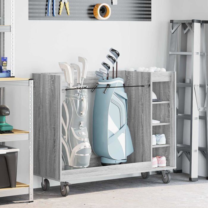 Moderne golfskab - vidaXL - Sonoma Grey - 120x45x98 cm - Stor opbevaringsplads - 4 hjul - Metalstel