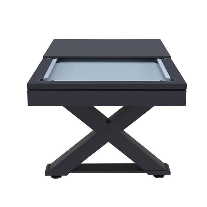 TEXAS - Table multi-jeux 3 en 1 en bois noir ping-pong et billard