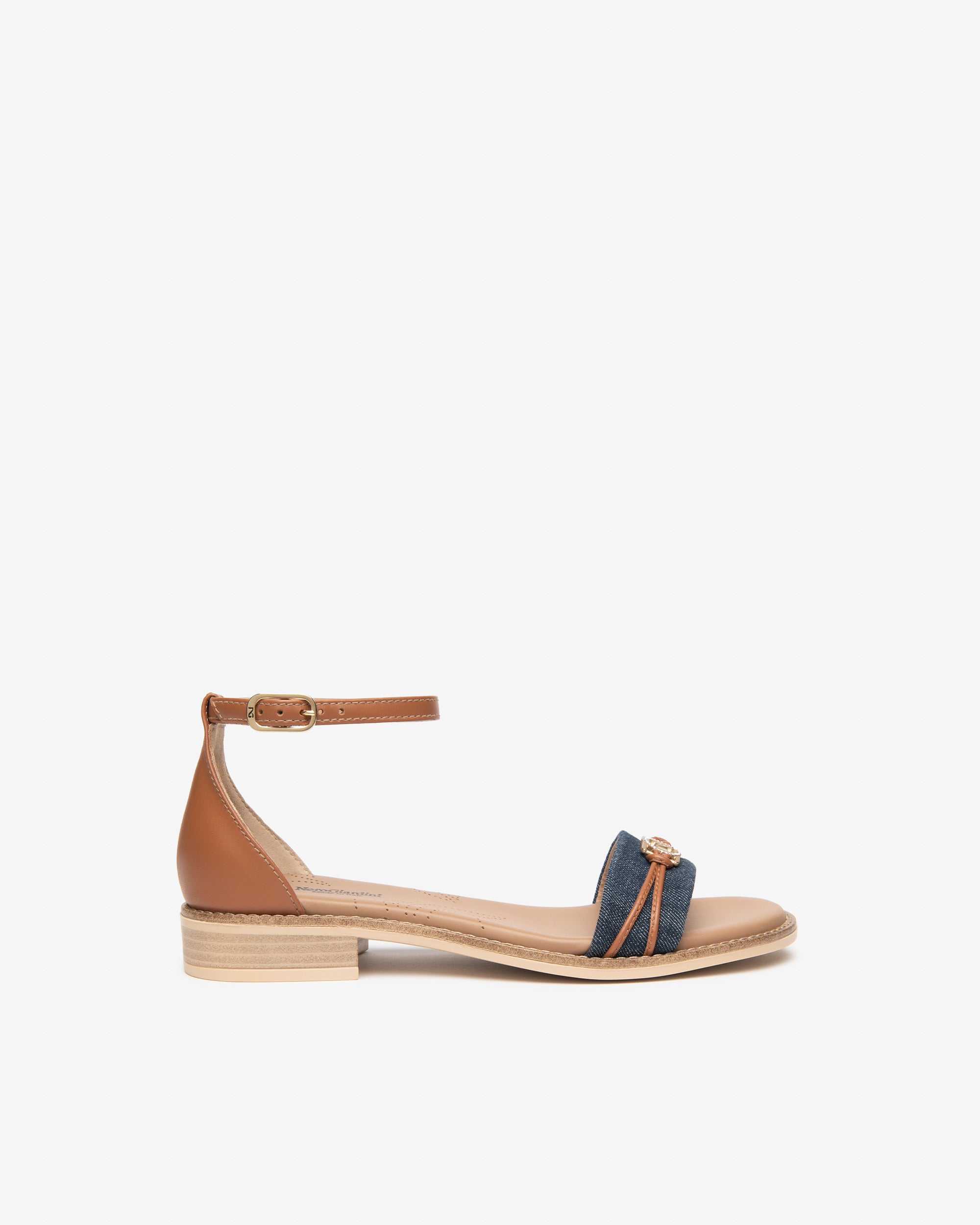  Damen-Sandalen aus Leder und Stoff