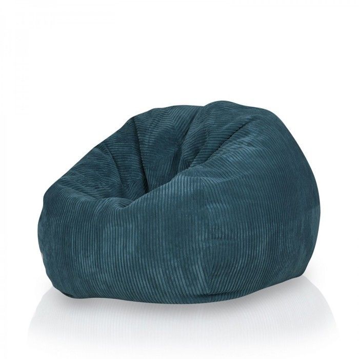 Silla tipo puf de pana color turquesa