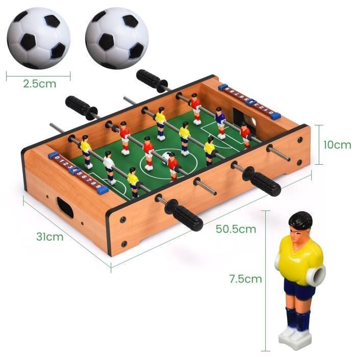 Mesa de futbolín de madera DREAMADE, mesa de juego de fútbol con 2 figuras y 2 pelotas, accesorios variados