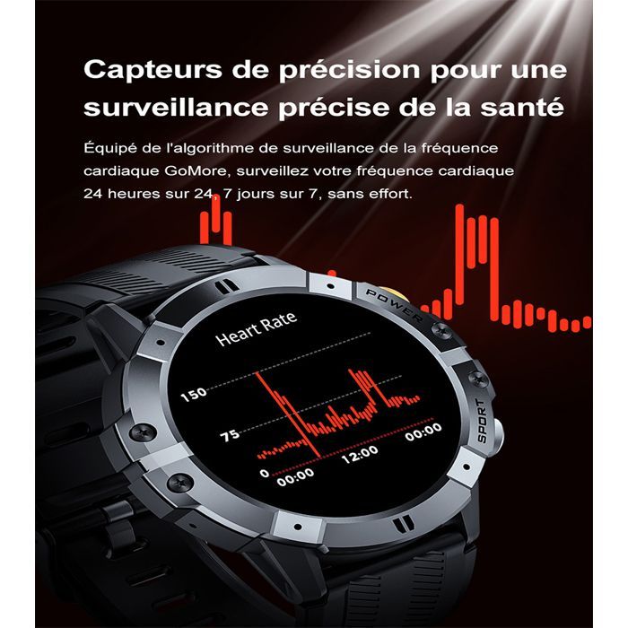 Cubot C29 Montre Connectée Homme Femme d’Appel Bluetooth, 1,52'' Smartwatch Sport Lecteur Musique SpO2 Sommeil Météo Android iOS