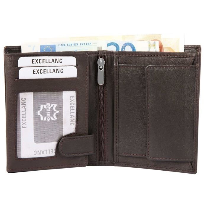 Portefeuille - EXCELLANC - sans modèle - Cuir de chèvre - Format vertical - Fermeture zippée