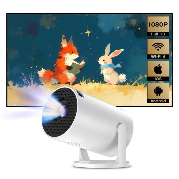 Miniproyector LaylaTang Y200, compatible con 1080p, 5000 lúmenes, soporte giratorio de 240°, duplicación de pantalla iOS/Android, ultraportátil.