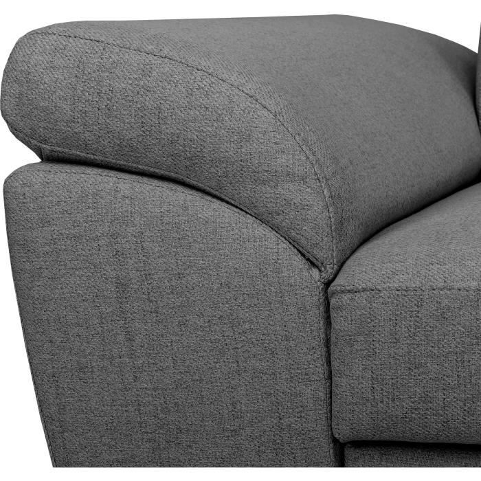 Canapé d'angle convertible - 4 personnes - STAN - Tissu Anthracite - 3 tétières - Réversible - 243 x 92 x 184 cm