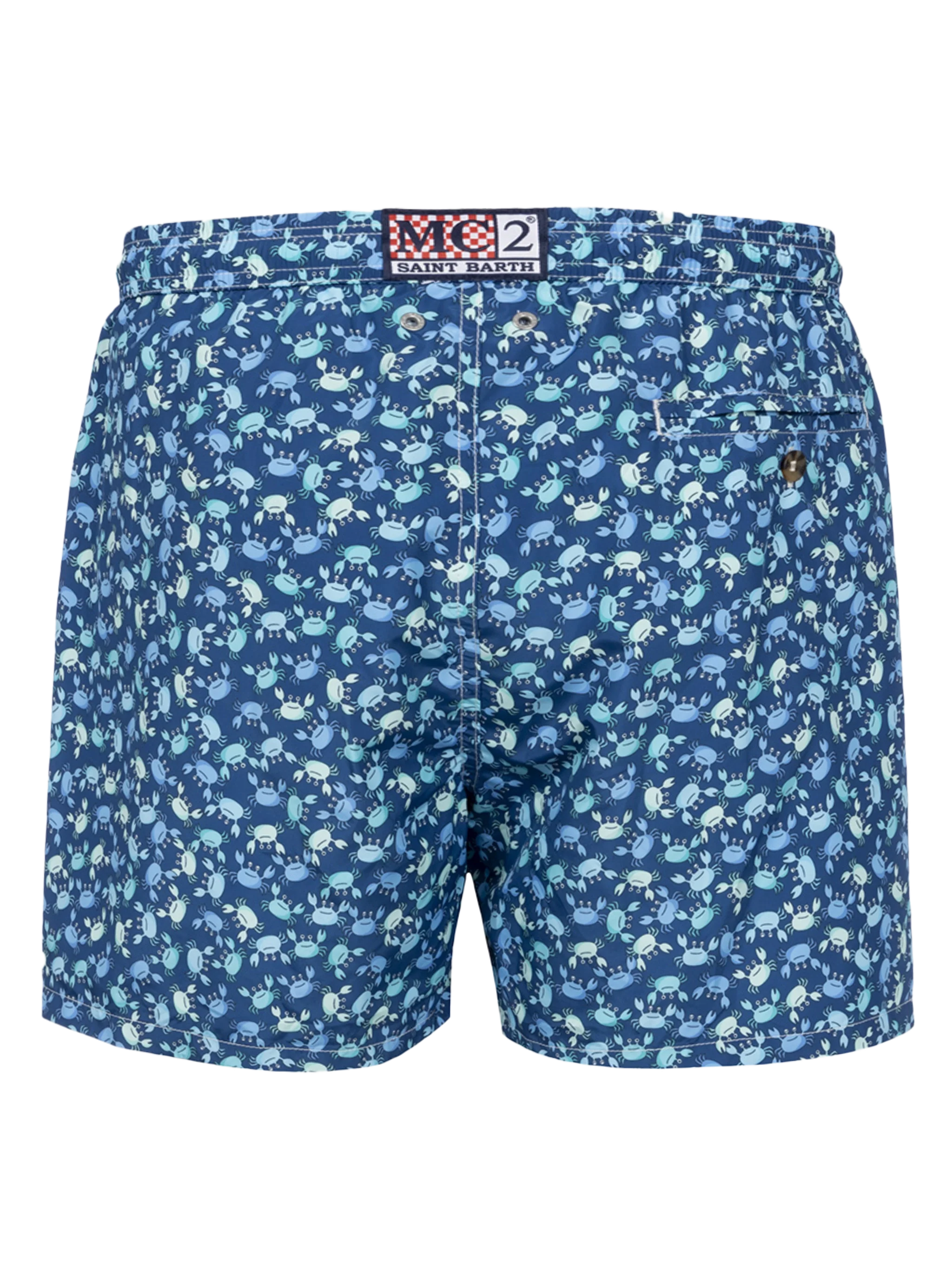 Man Lighting Blue 70 Mid-Length Swim Shorts | Lightweight Quick-Drying Fabric | Crabs All-Over Print | Elastic | Classic Fit | MC2 Saint Barth
