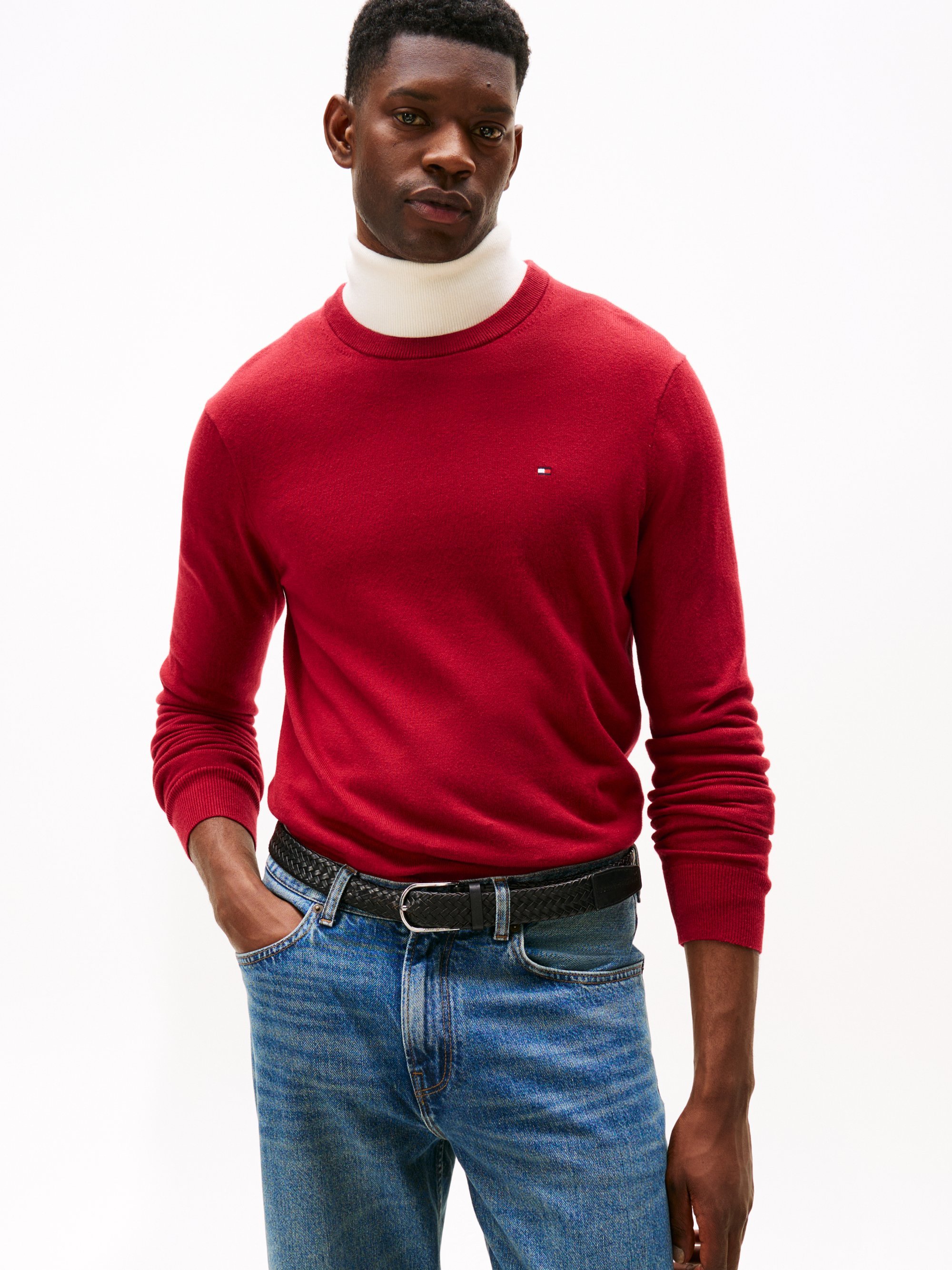 Suéter Tommy Hilfiger PIMA com gola redonda - vermelho regata