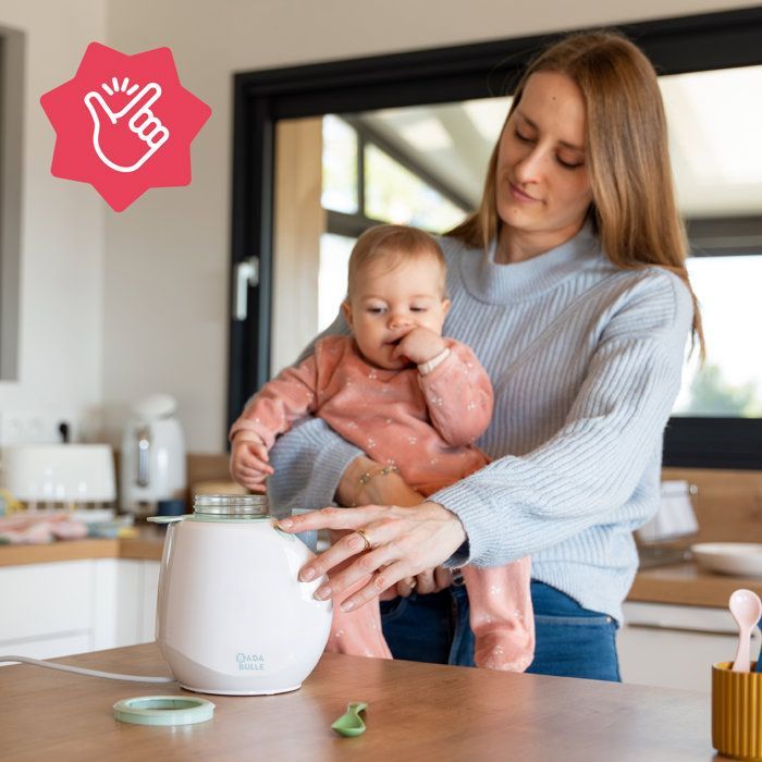 Badabulle - Scaldabiberon portatile Easy(+) - Per uso domestico e in auto, adattatore incluso - Universale - Misurino e cestello inclusi