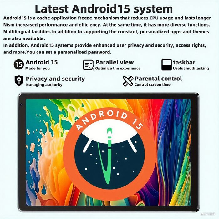 Tablette tactile - KOTSREN - 10 pouces - 24 Go RAM - 128 Go - Android 15